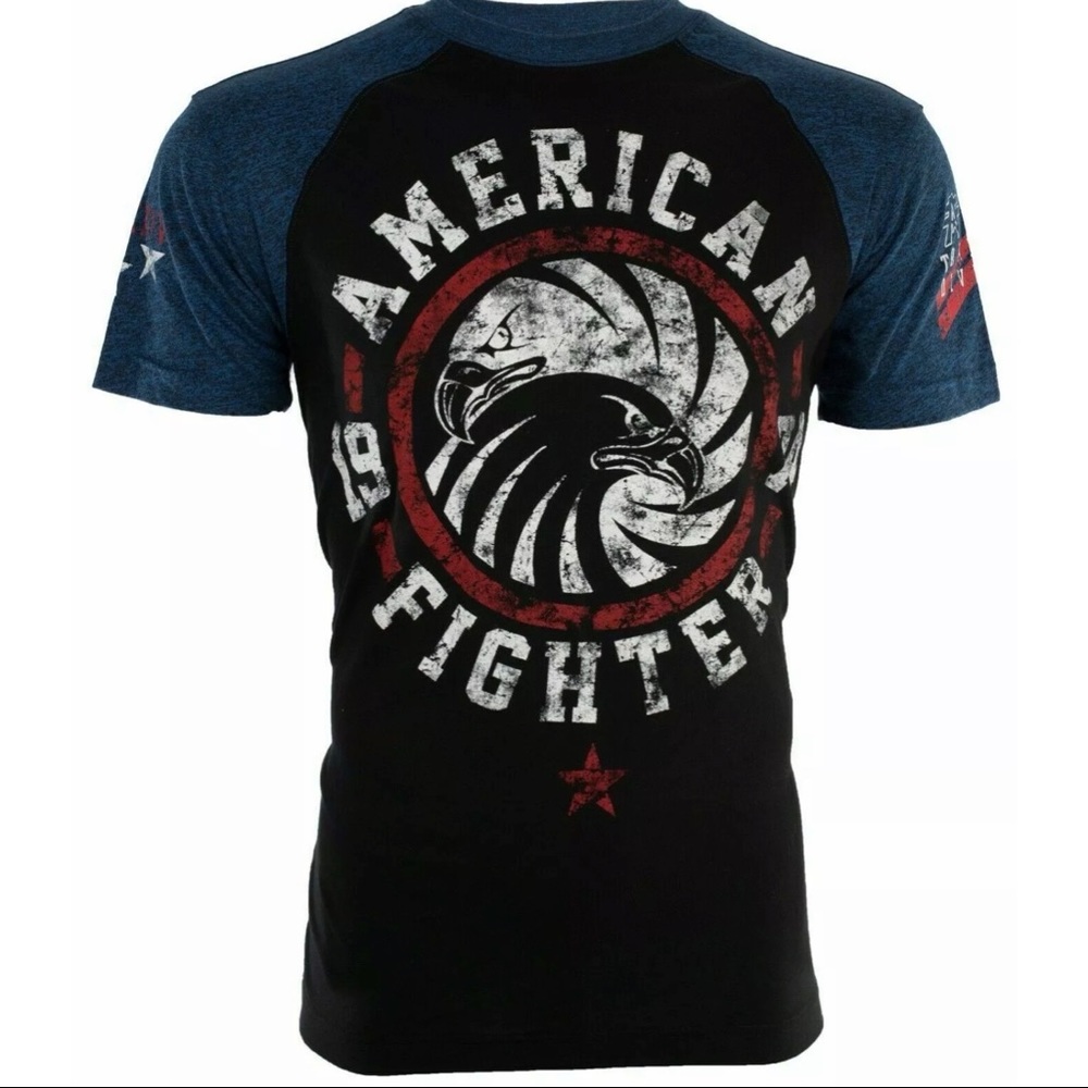 AMERICAN FIGHTER Bradley Black Blue Athletic Fit Mens Crewneck T-shirt S-3XL NWT